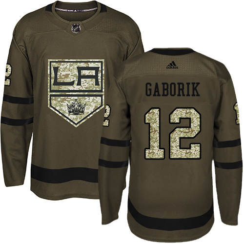 Adidas Kings #12 Marian Gaborik Green Salute to Service Stitched NHL Jersey - Click Image to Close